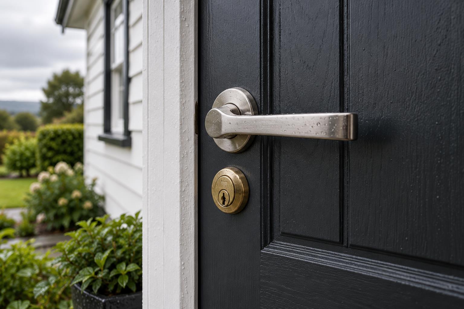 Exterior door lock and handle